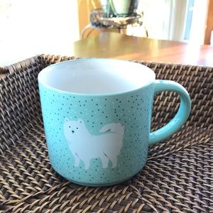 Elum Home Mug Green White Pink Polka Dot Dog White